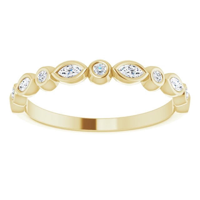 0.27 ct. Marquise And Round Diamond Wedding Band Bezel Set Anniversary Ring-VIRABYANI